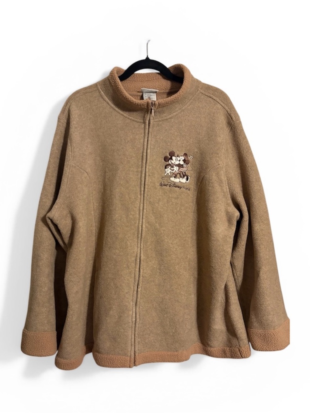 Disney Parks Authentic Mickey & Minnie Brown Zip Up Fleece Jacket - Unisex 2XL